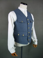 WW1 French Army Bleu Horizon Blue Wool Waistcoat Officer Gilet