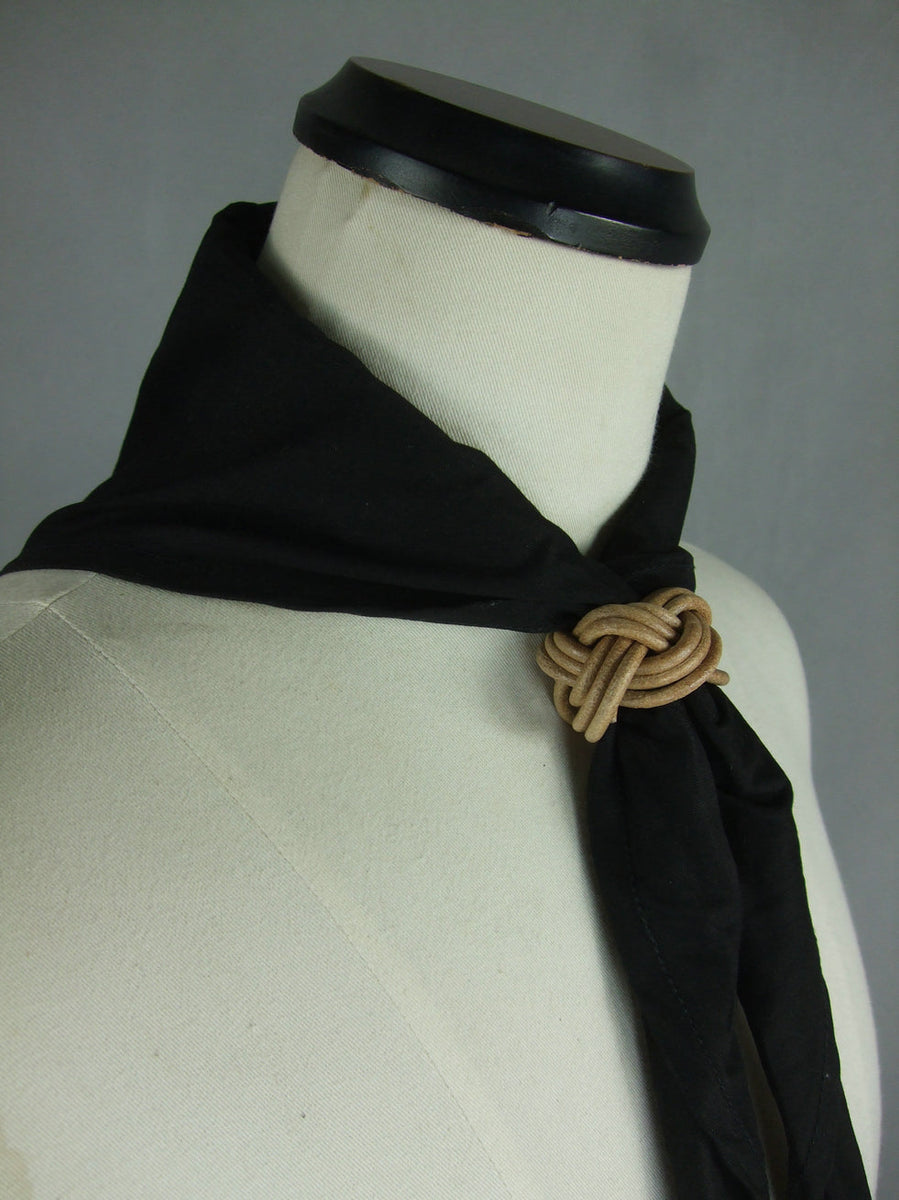 WW2 German HJ Black Scarf + Leather Slide Knot| Hikimilitariashop
