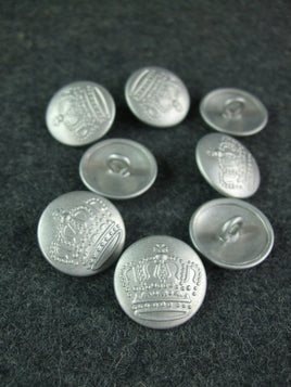 WW1 Imperial German Prussian Crown Button Silver 22mm x 8 Pcs