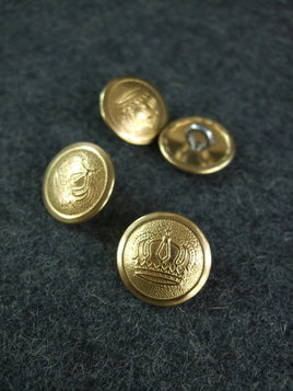 WW1 Imperial German Prussian Crown Button Gold 18mm x 4 Pcs