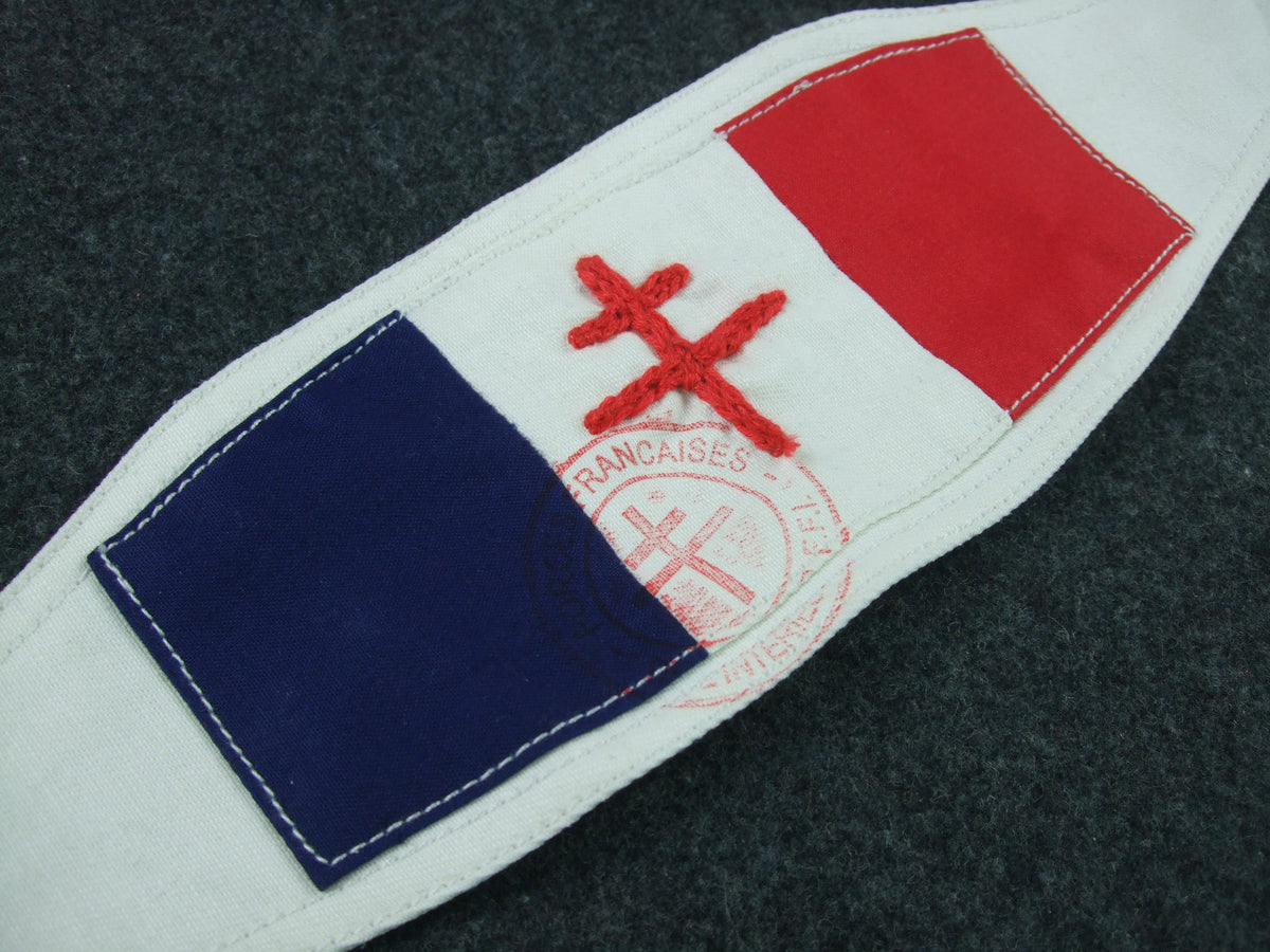 WW2 Free France French Resistance Cross of Lorraine Tricolour Armband ...