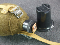 WWII German Afrikakorps Aluminum Canteen + Canvas Harness + Cup + Wool Felt Cover Set