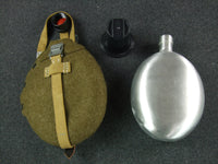 WWII German Afrikakorps Aluminum Canteen + Canvas Harness + Cup + Wool Felt Cover Set