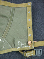 Leggings de campagne allemands WW2 en lin beige foncé + cuir noir