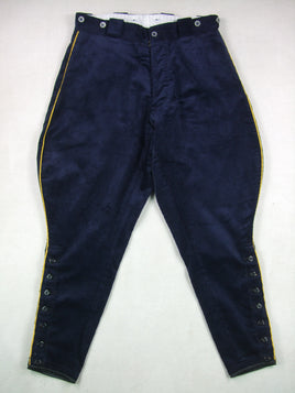 WW1 French M1915 Chasseur Officer Breeches Thick Dark Blue Corduroy With Yellow Piping