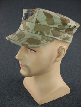 WWII USMC Camo HBT Utility Cap EGA Brown