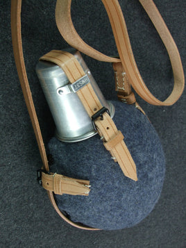 WWII German Luftwaffe LW Canteen, Blue-grey Wool Felt Cover,  Aluminium Cup Set Presale