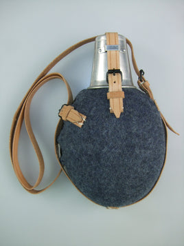 WWII German Luftwaffe LW Canteen, Blue-grey Wool Felt Cover,  Aluminium Cup Set Presale