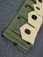 WWII US Army Springfield M1923 Garand Canvas Ammo Belt Tan + Green