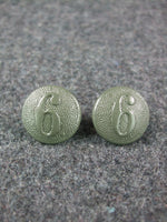 WW2 German Painted Field Grey Company Numbered Tunic Buttons 19mm X2