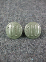 WW2 German Painted Field Grey Company Numbered Tunic Buttons 19mm X2