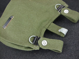 WWII German M31 BreadBag + Strap Dark Green Canvas Black Leather