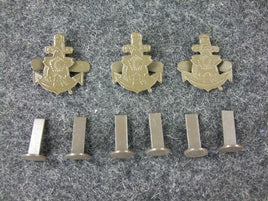WWII Japanese Navy 90 Helmet Steel Insignia X 3 set