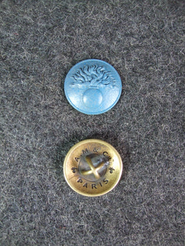 WW1 French Army Grenadiers Infantry Brass Buttons Horizon Blue 17mm X2