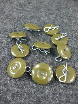 WWII British Denim Battledress Blouse Buttons With Pin Keepers Green 19mm X10