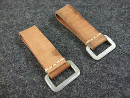 WW2 German Soldier EM Leather Y-STRAPS D-Ring Brown X2