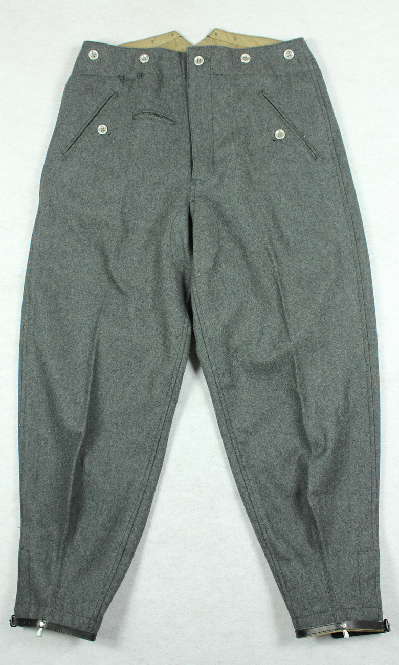 WWII German Mountain Troops M37 Stone Gray Wool Trousers