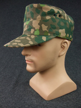 WW2 German Waffen Elite 44 Pea Dot Camo Field Cap With Badge