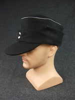 WWII German Elite WH Panzer Black Wool M43 Field Cap Officer