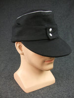 WWII German Elite WH Panzer Black Wool M43 Field Cap Officer