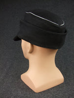 WWII German Elite WH Panzer Black Wool M43 Field Cap Officer