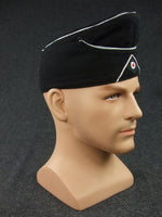 WWII German WH M38 Side Cap Officer Panzer Black Wool