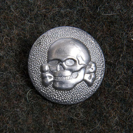 WWII German Elite Skull Cap Badge Button Silver