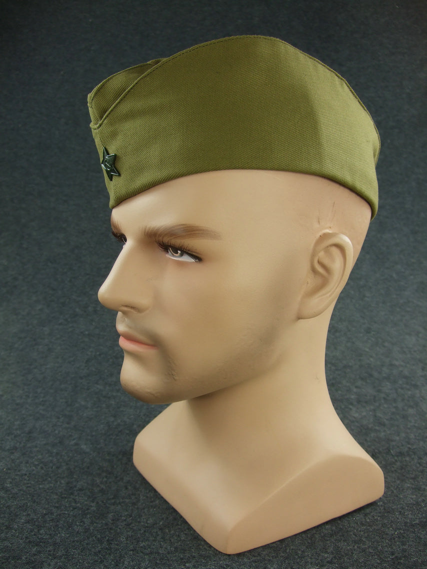 Commander Side Cap WW2 Soviet Red Army M35 M43 EM Soldier Side Cap + Cap Insignia Tan ...