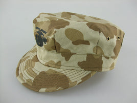 WWII USMC Camo HBT Utility Cap EGA Brown