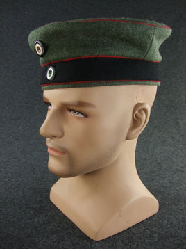 WW1 German EM Beret Cap M1910 Black Band + Red Piping