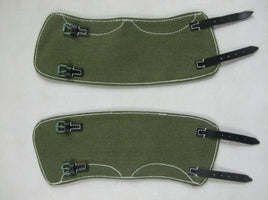 WW2 German Field Leggings Top Linen Field Green + Black Leather