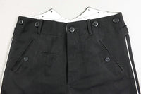 WW2 German Elite Straight Leg Piped Pants Black Gabardine