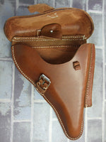 WW2 German P08 Hard Shell Holster Brown Leather